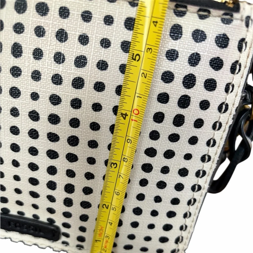 Fossil Black and White Woman’s Campbell Polka Dot Crossbody Bag